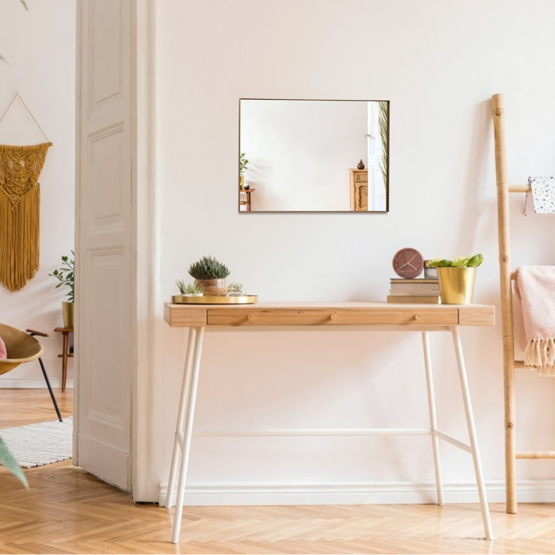 Mood Premium Rectangular Bathroom Mirror Framed Wall Mounted, Recessed Rectangle Frame Modern & Stylish, Satin Gold