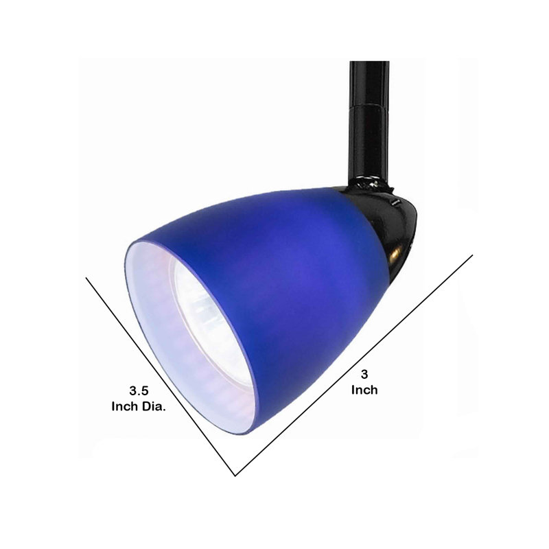 Black and Blue Adjustable Track Head with Glass Shade