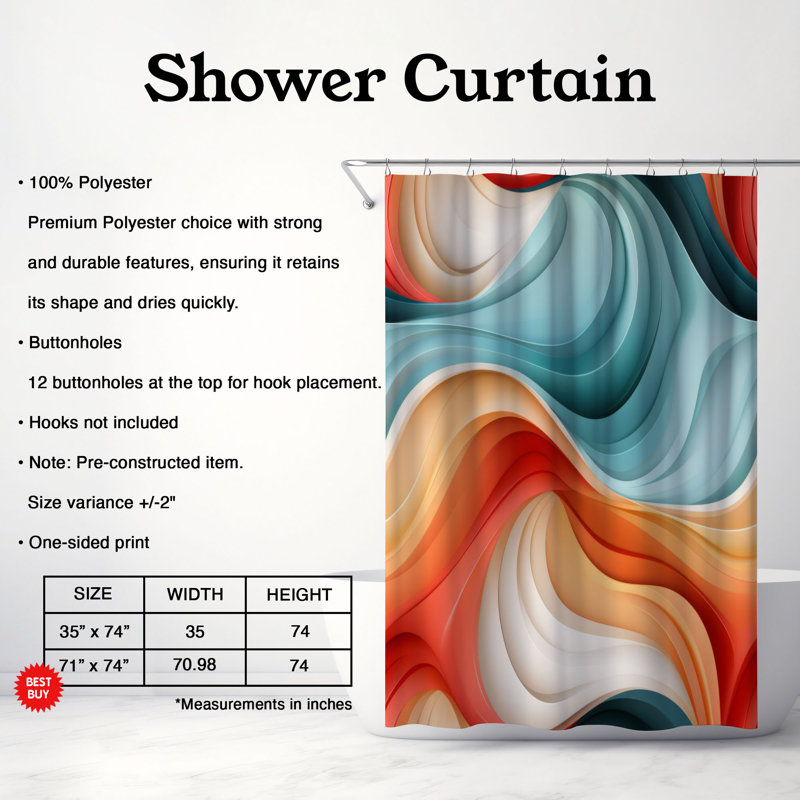 Rideau de douche Eclectic Brushstrokes - Premium, H 74 po x l 71 po