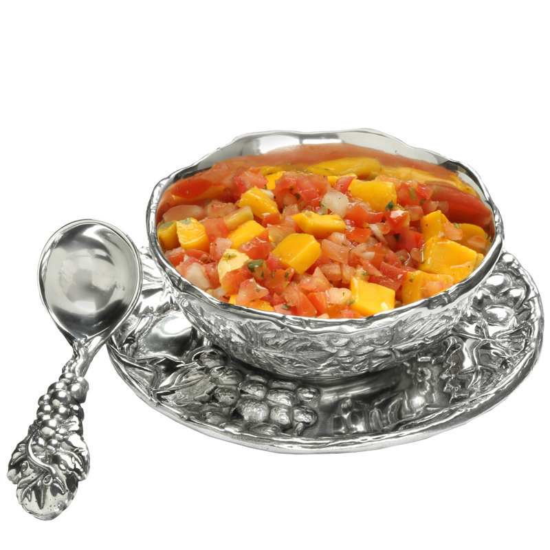 Arthur Court Grape Aluminum Round Condiment Server with Spoon