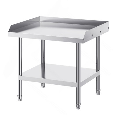 Table de travail en acier inoxydable, table de travail de préparation des aliments 24 x 28 x 26 pouces, table de travail robuste à 3 côtés avec dosseret, table de travail en métal avec hauteur réglable pour hôtel restaurant