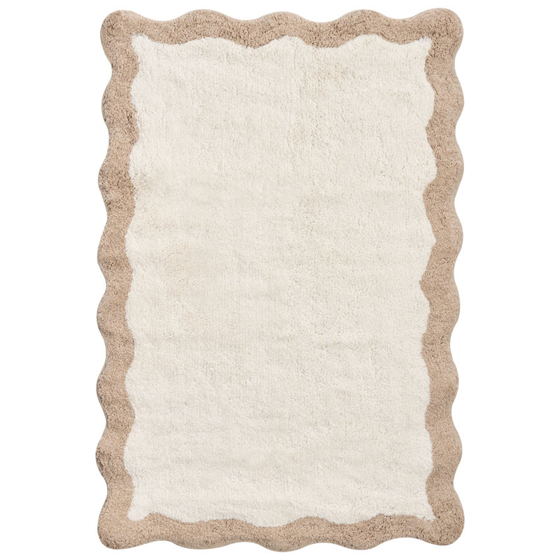 Cotton Non-Slip Bath Mat, 90cm L x 60cm W, Beige/Brown