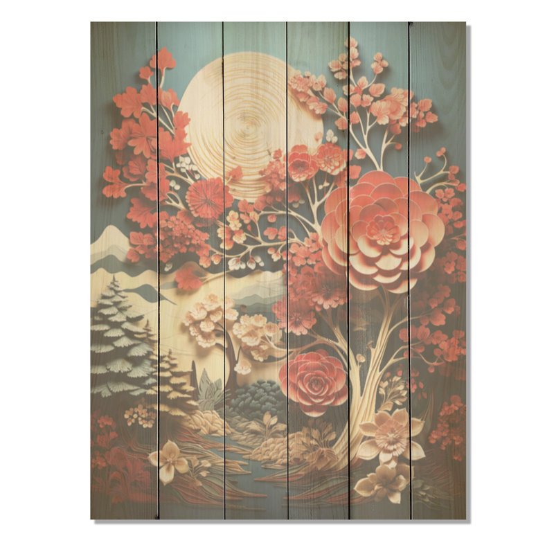 Sépia, arbre, séquoia, collage, H 40 po x l 30 po