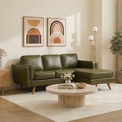 84'' Upholstered Reversible Sectional Sofa with Chaise, Movable Ottoman, Solid Wood Legs and Frame