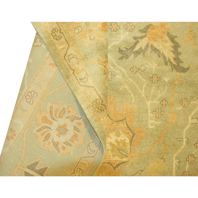 Hand Knotted Wool Area Rug in Green