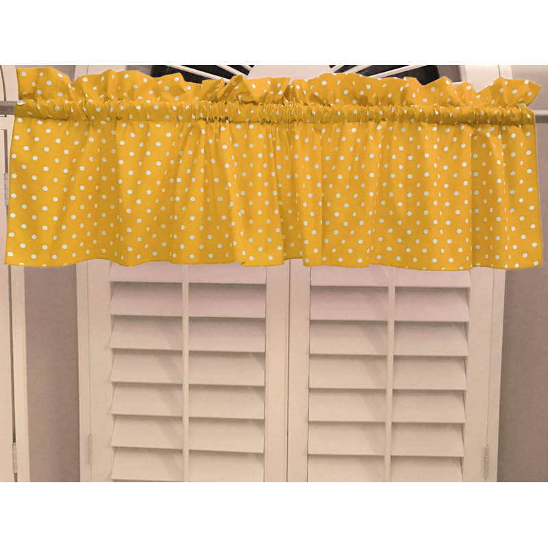 Cantonnière sur mesure en mélange de coton à pois 58 po Garaitz, L 58 po x L 32 po, Blanc / jaune