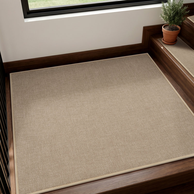 Tapis d'escalier antidérapant en jute tissé pour enfants, animaux domestiques et maisons très fréquentées, Carré 31 po