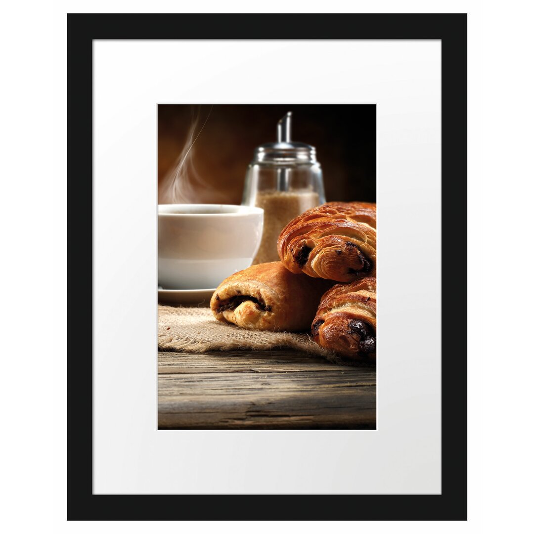 Gerahmtes Poster Croissant zum Kaffee