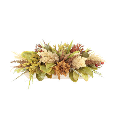 Fall Centerpiece with Pampas, Heather and Magnolia Leaves