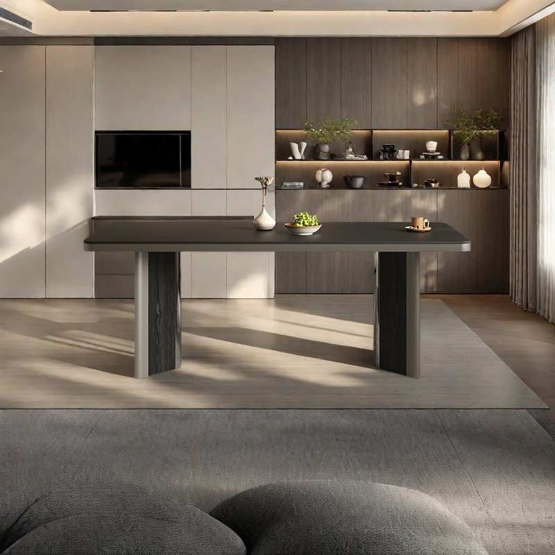 Table de salle à manger en pierre avec pieds en acier massif, H 29,5 po x L 70,8 po x l 35,4 po