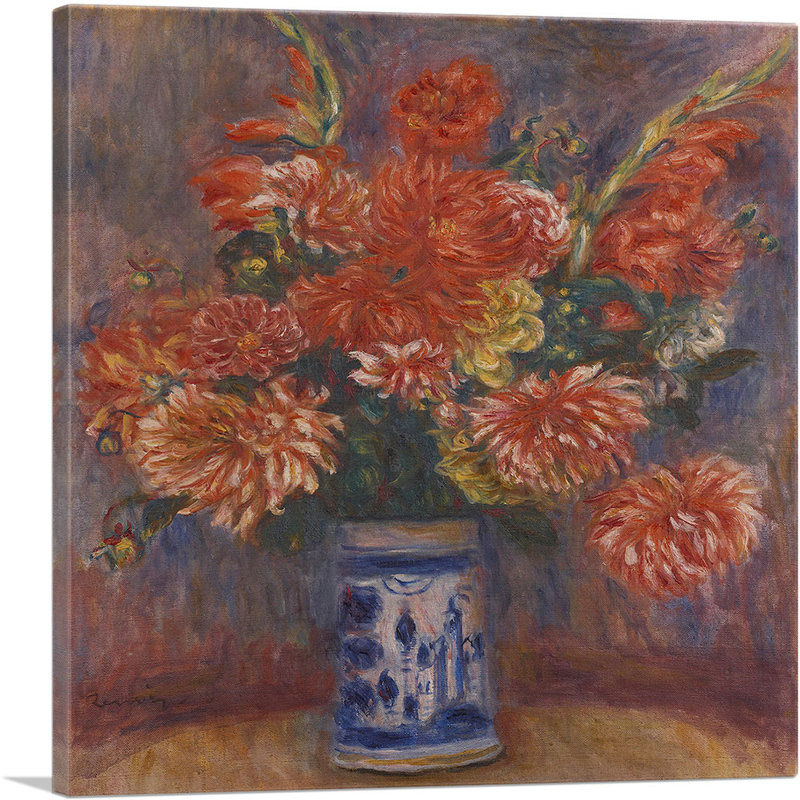 "Dahlias" par Pierre-Auguste Renoir, reproduction d'art sur toile tendue, H 18 po x l 18 po x P 0,75 po