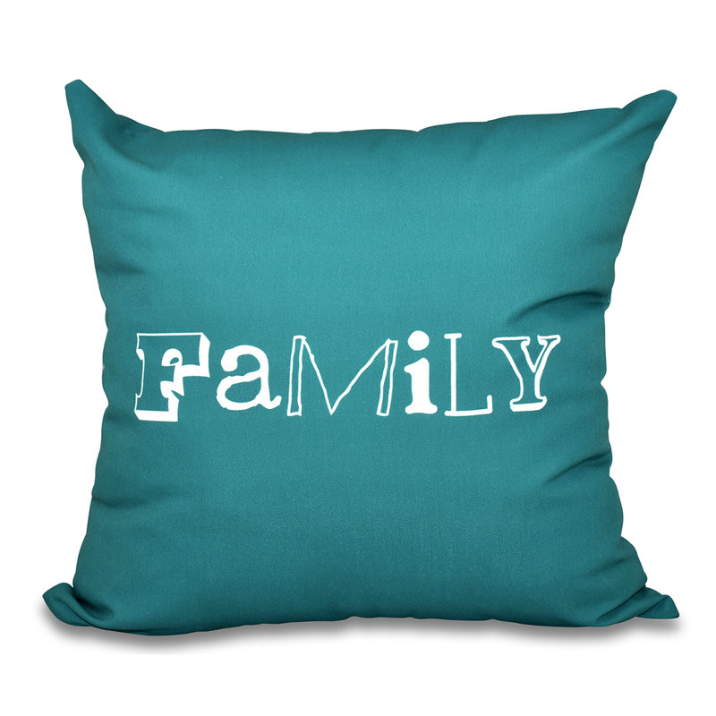 A Way With Words Reversible Throw Pillow, 26" H x 26" W, Teal
