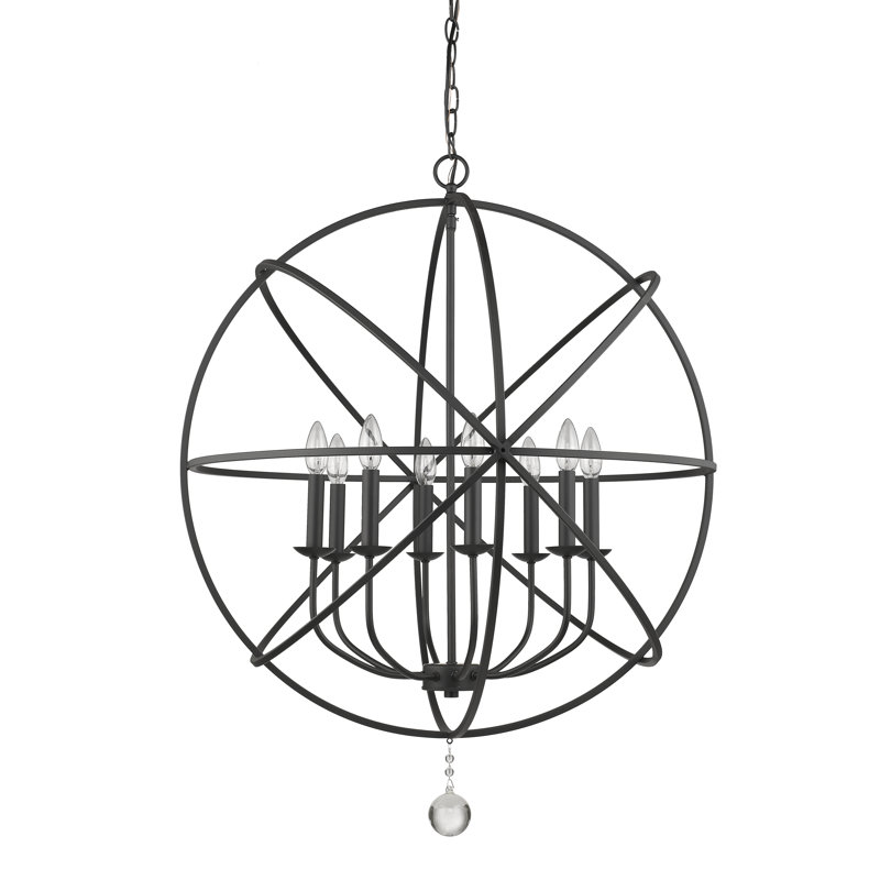 Puma 8 - Light Steel Dimmable Globe Chandelier, Matte Black