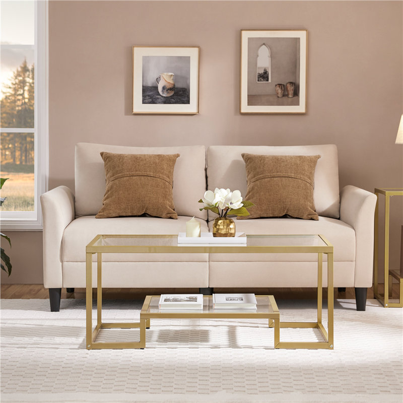 Ailer Glass Top Coffee Table, Gold
