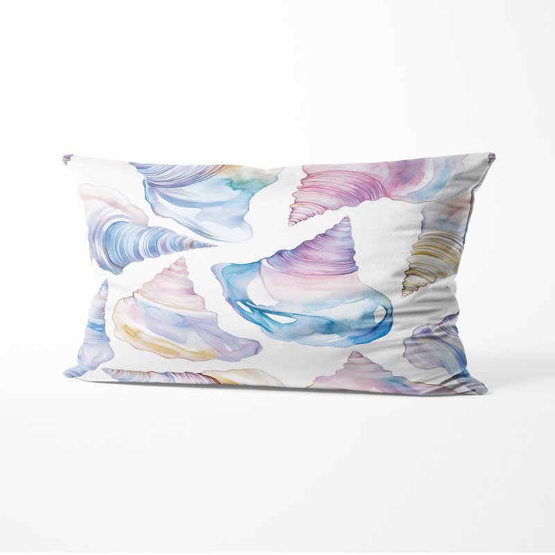 Coussin décoratif imprimé animalier - coquillage mauve, H 12 po x l 20 po