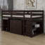 Lit mezzanine bas peu encombrant avec rangement et bureau mobile sur roulettes-2024776546