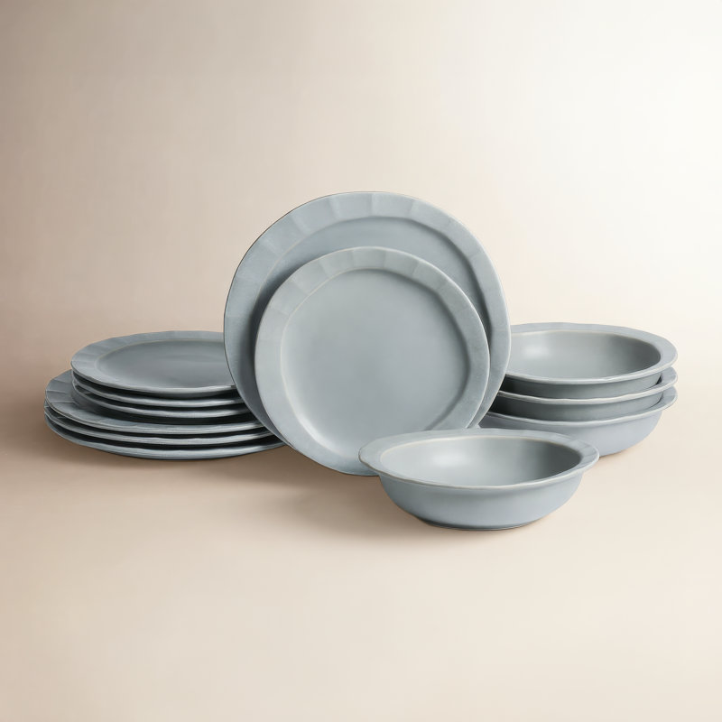 Stone Lain Oasis 12-Piece Dinnerware Set Stoneware, Blue