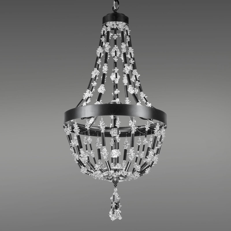 Bali 1 - Light LED Chandelier, 16"W x 28.5"H, Black