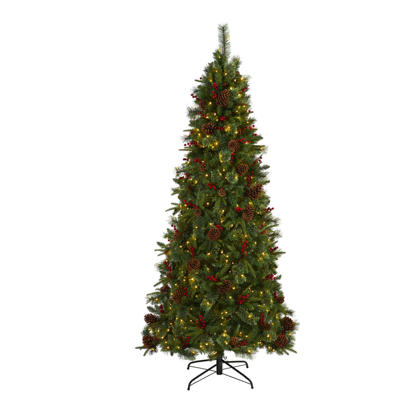 Lighted Artificial Christmas Tree, 7.5' H