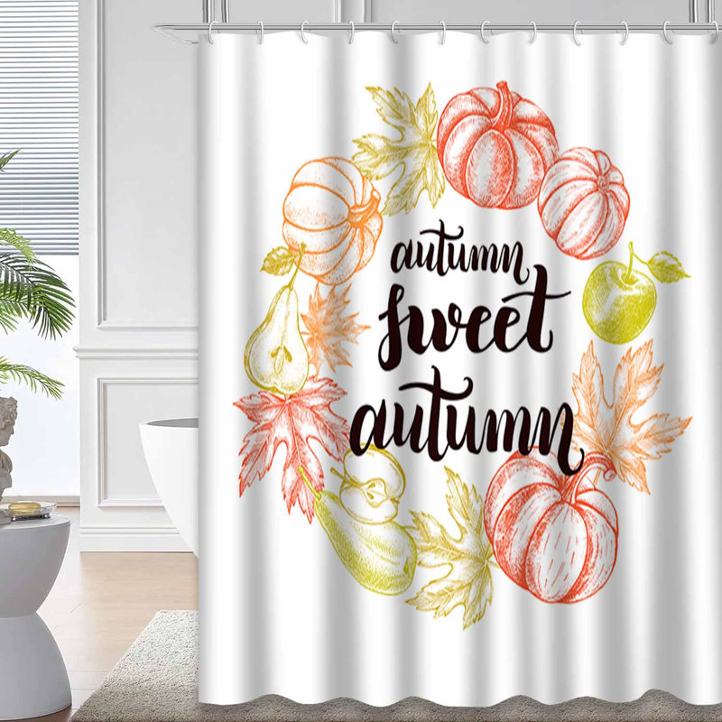 Rideau de douche avec 12 crochets Autumn, L 72 po x l 84 po