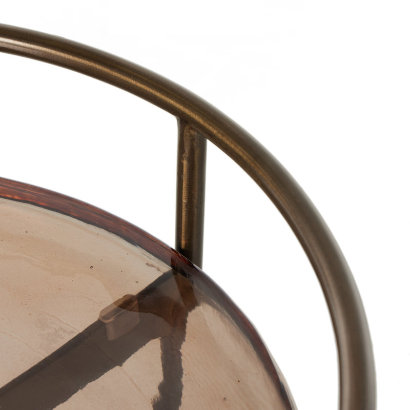 Mira Bar Cart - Smoked Brown Cast Glass, Smoked Brown