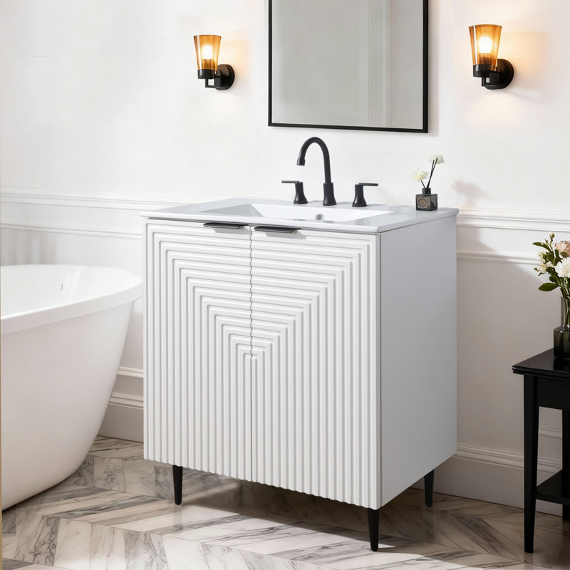 Meuble-lavabo moderne 30 po avec portes à fermeture douce