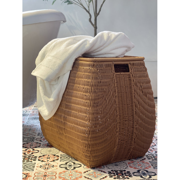 Bay Isle Home Handwoven Wicker Laundry Hamper with Lid