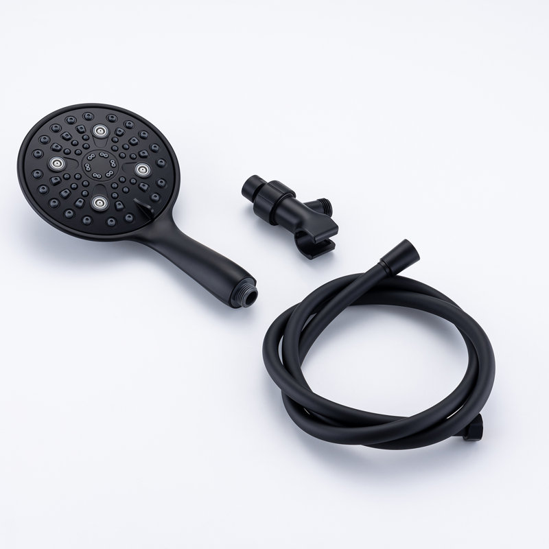 Pomme de douche à main multifonctionnelle avec alimentation pneumatique, Noir mat