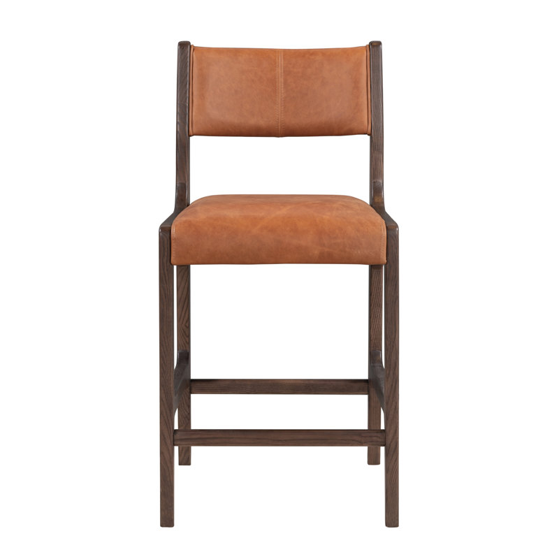 Tabouret en cuir Wayne, Tabouret de comptoir (siège d'une hauteur de 26 p