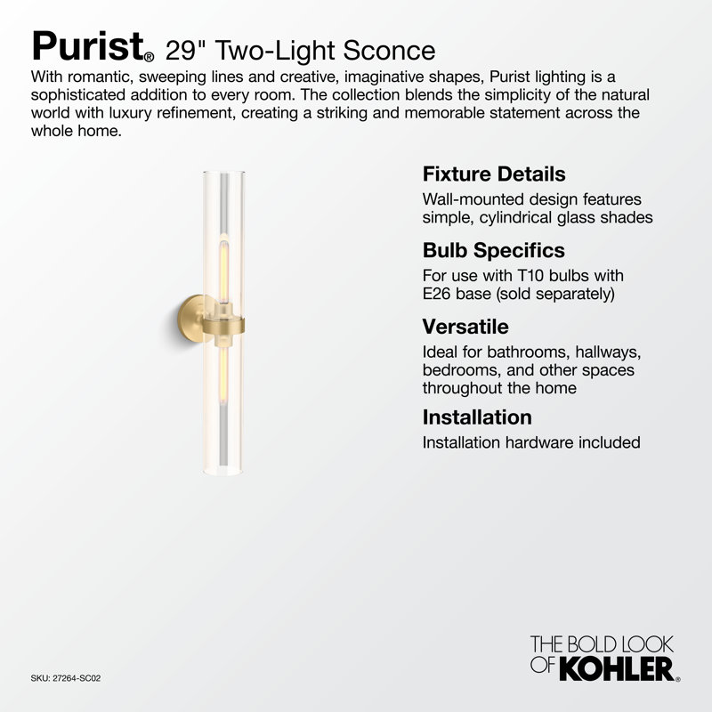 Purist 29-1/2 In. Two-Light Sconce, Titanium