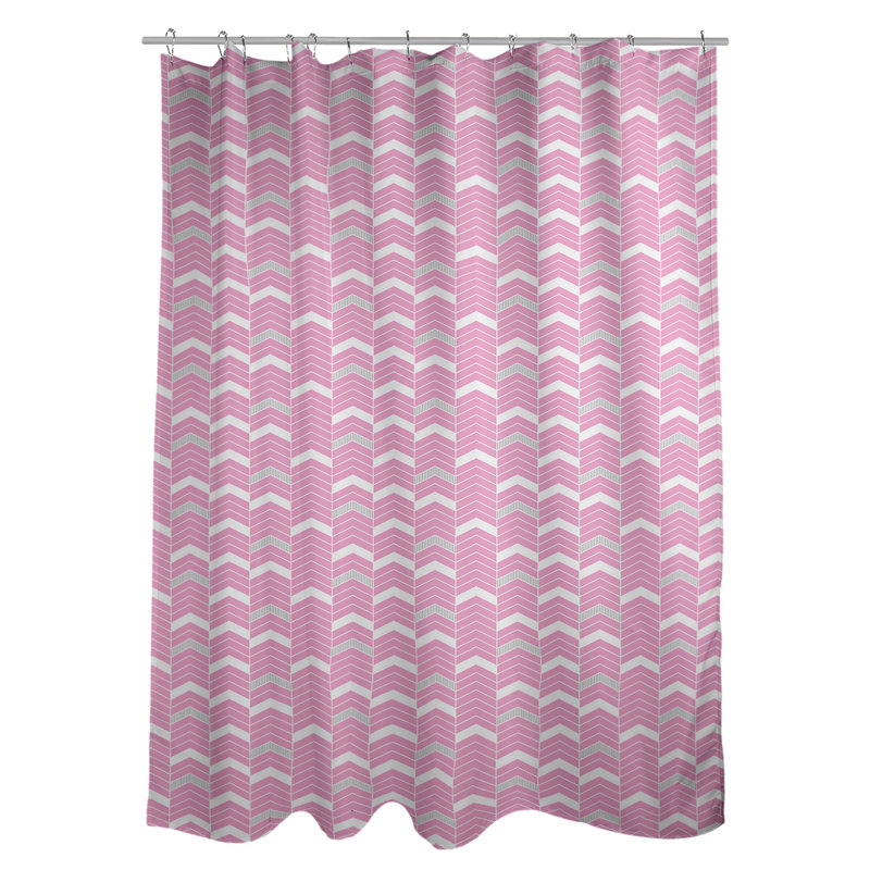 Rideau de douche simple à chevrons, Rose / Gris