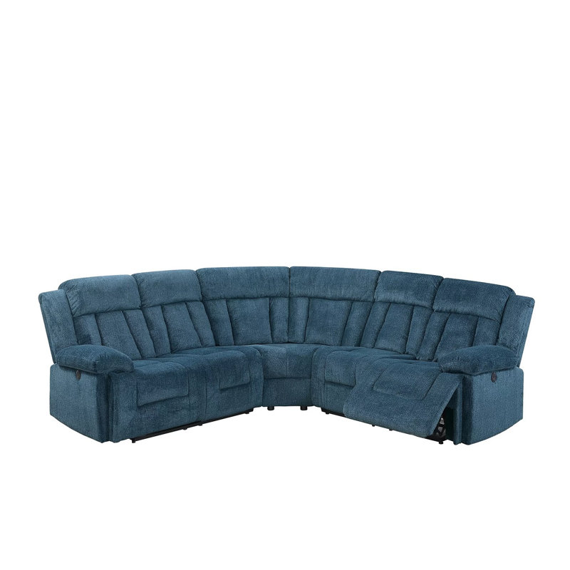 Canapé modulaire inclinable en chenille bleue Elche