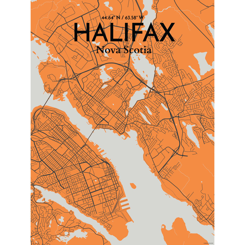" Halifax City Map ", 17" H x 11" W