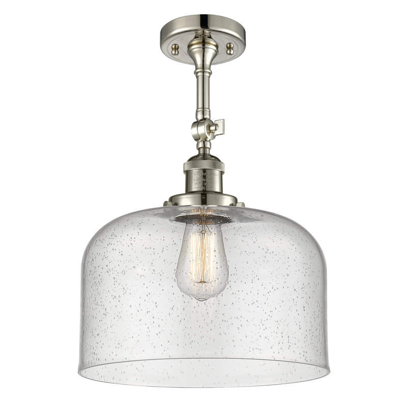 Plafonnier semi-encastré 1 lumière 12 po Temescal, Ampoule DEL 6 watts Vinage, Grainé, Nickel poli