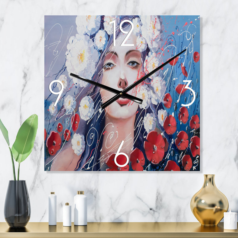 Portrait d'une jeune femme avec une horloge murale, Très grand