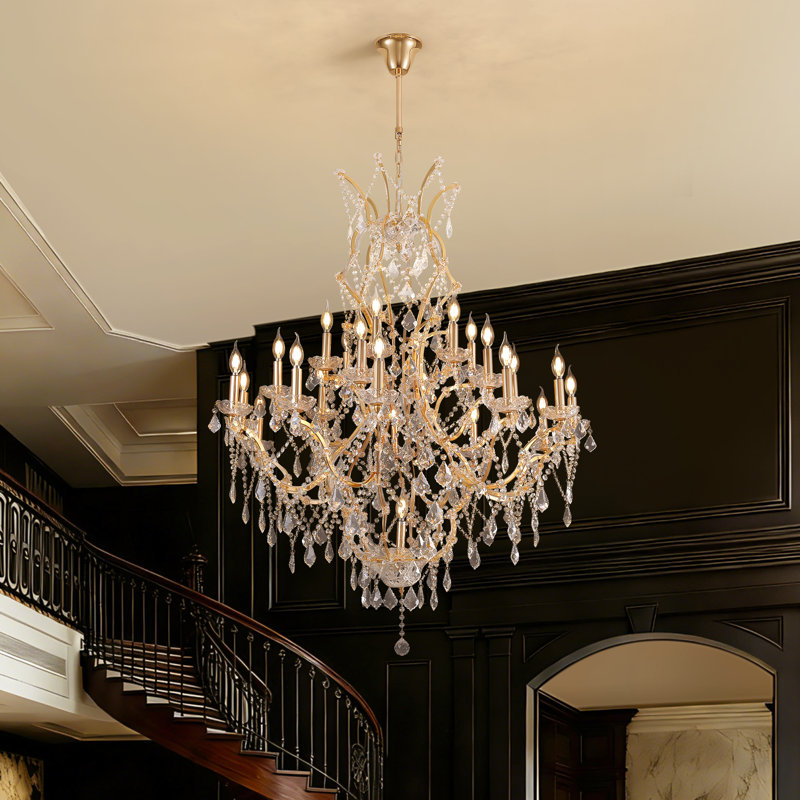 25 - Light Crystal Dimmable Tiered Chandelier
