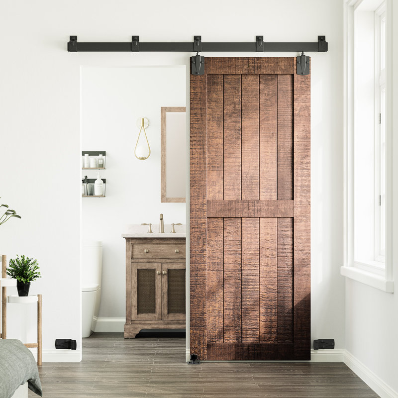 Box Rail Exterior Barn Door Hardware Kit, Heavy Duty Sliding Barn Door Hardware(Door Not Included), 96"