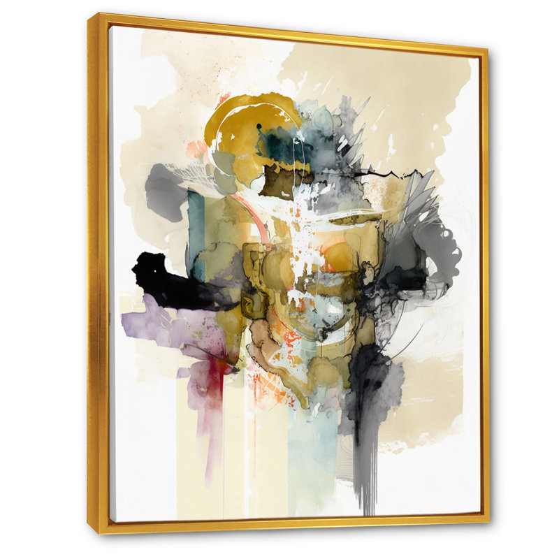 " Alizarin Order " Watercolor Print, 40" H x 30" W x 1.5" D, Gold Floater Framed Canvas