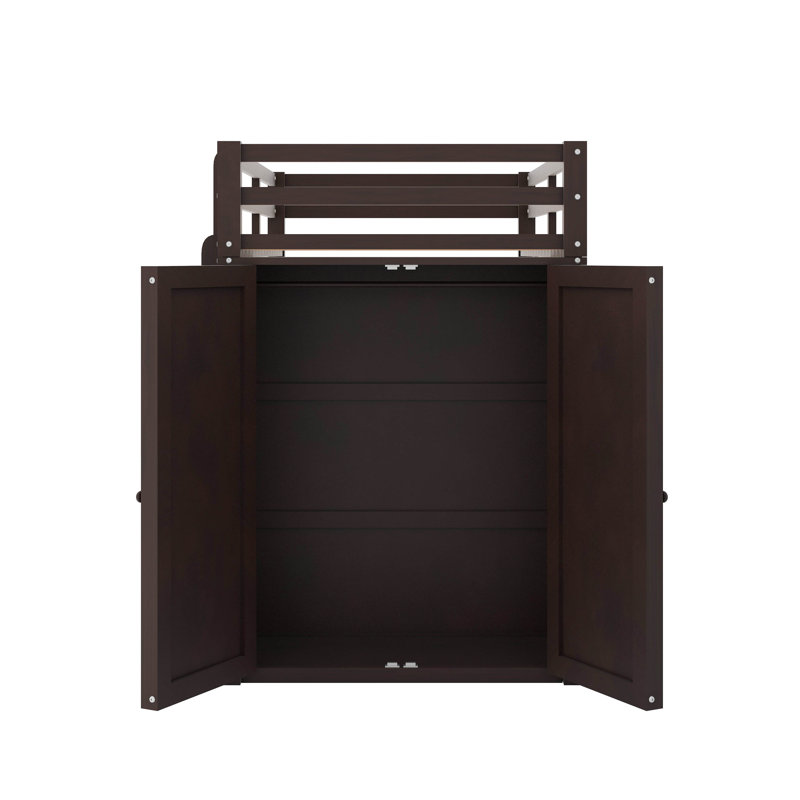 Twin Loft Bed With Drawers,Desk And Wardrobe, Espresso