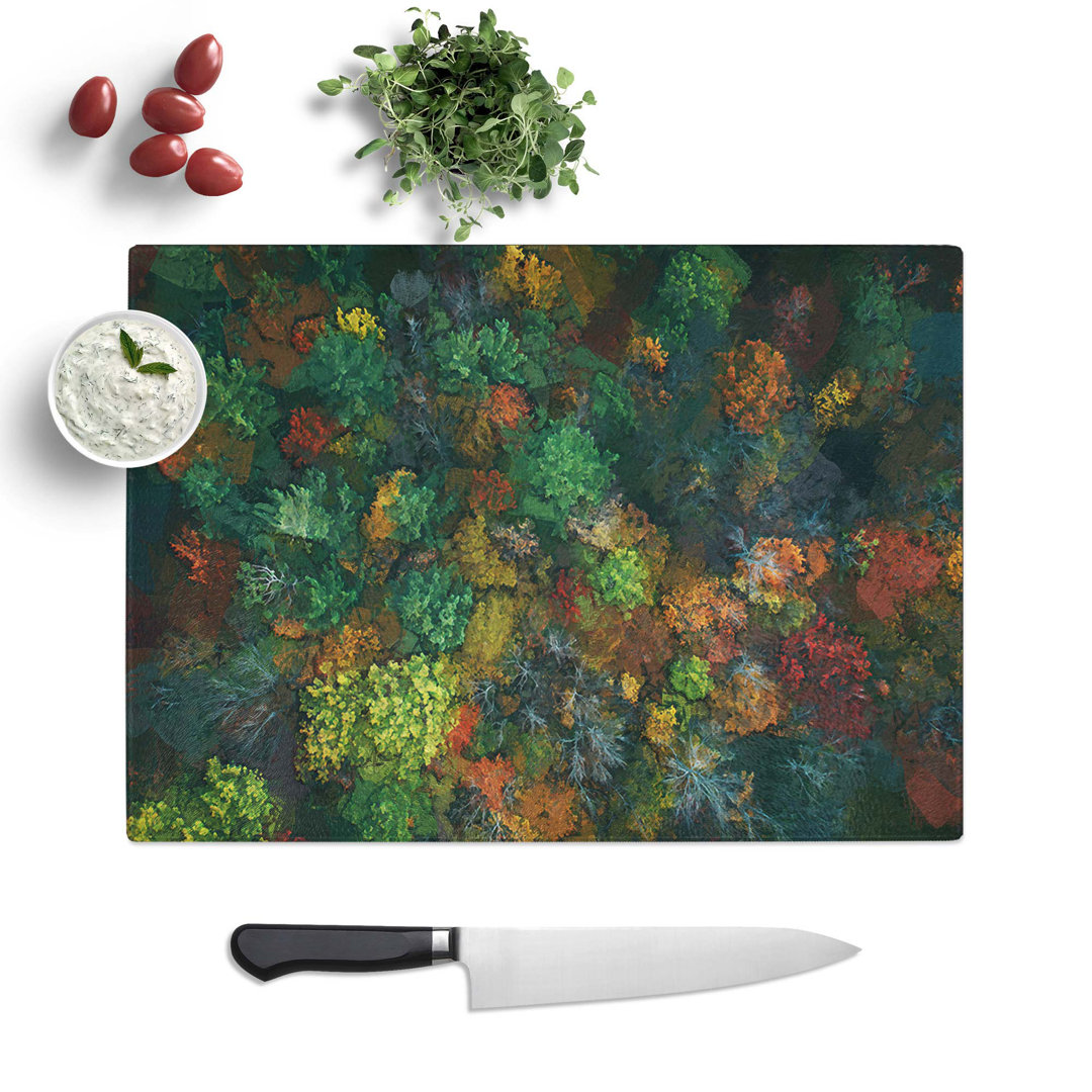Tempered Glass Autumn Forest New Hampshire Chopping Board