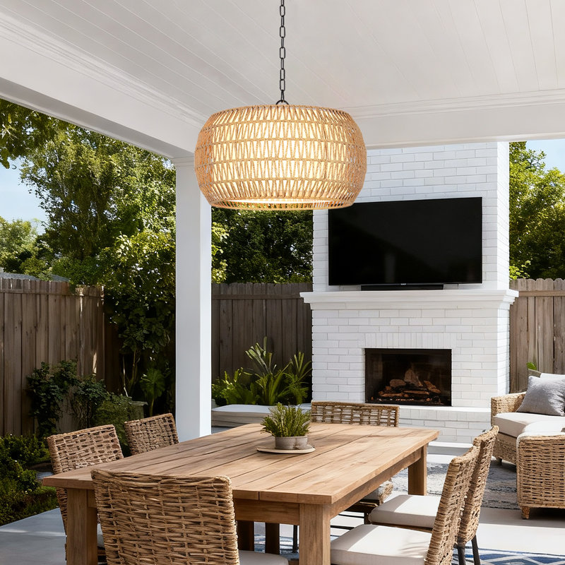 Rattan Pendant, Yellow