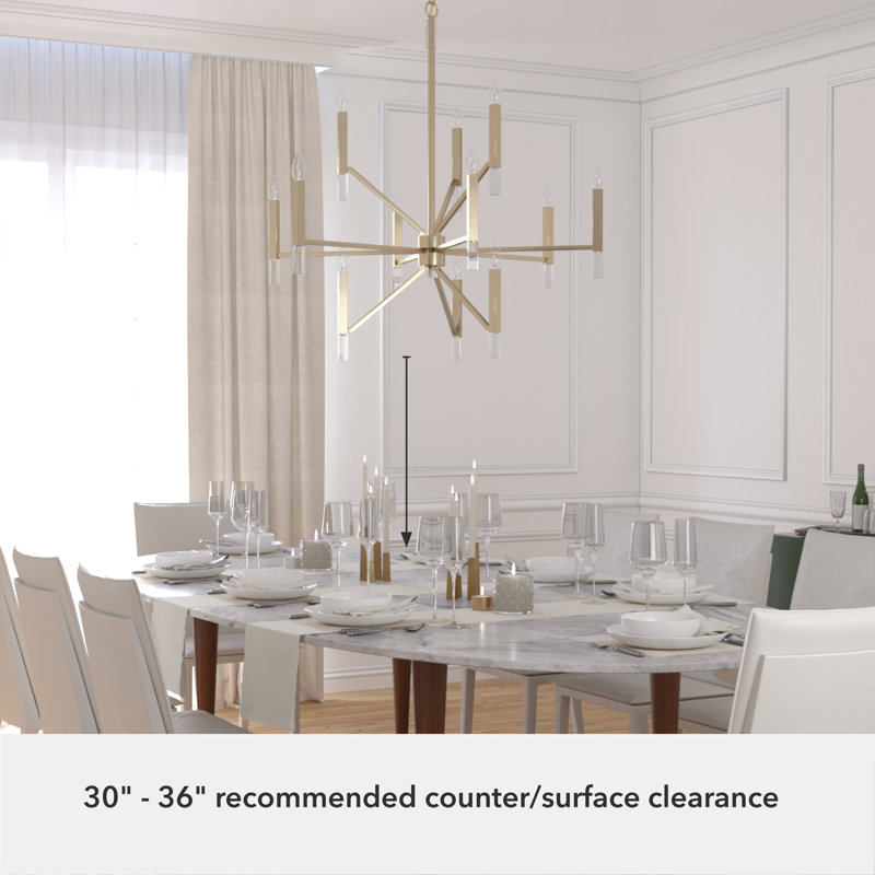 Sunjai 12 Light 3-Tier Sputnik Modern Linear Chandelier, Alturas Gold