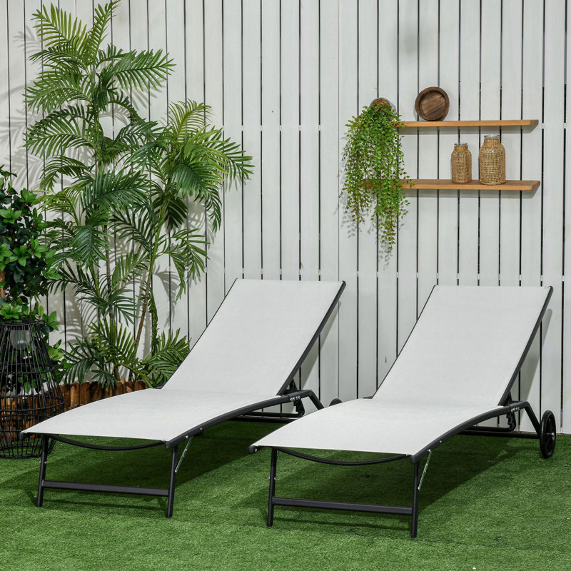 Outsunny Chaise Lounge Outdoor, Cream White