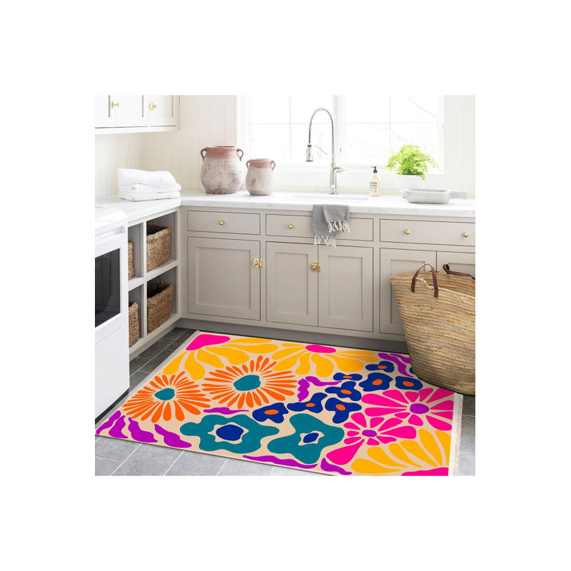 Tapis décoratif multicolore multicolore, Sous-tapis rectangulaire 3 pi 11 po x 5 pi 11 po i