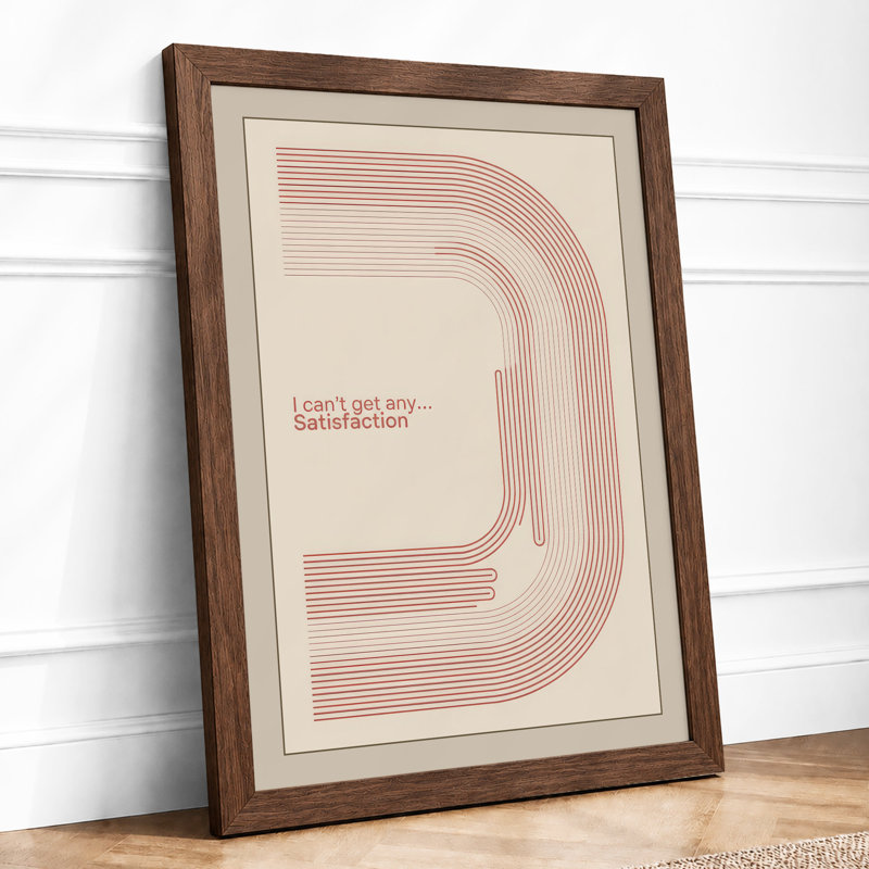Satisfaction Minimalist - Framed Print, A2 - 59.4 x 42.0 cm, Walnut