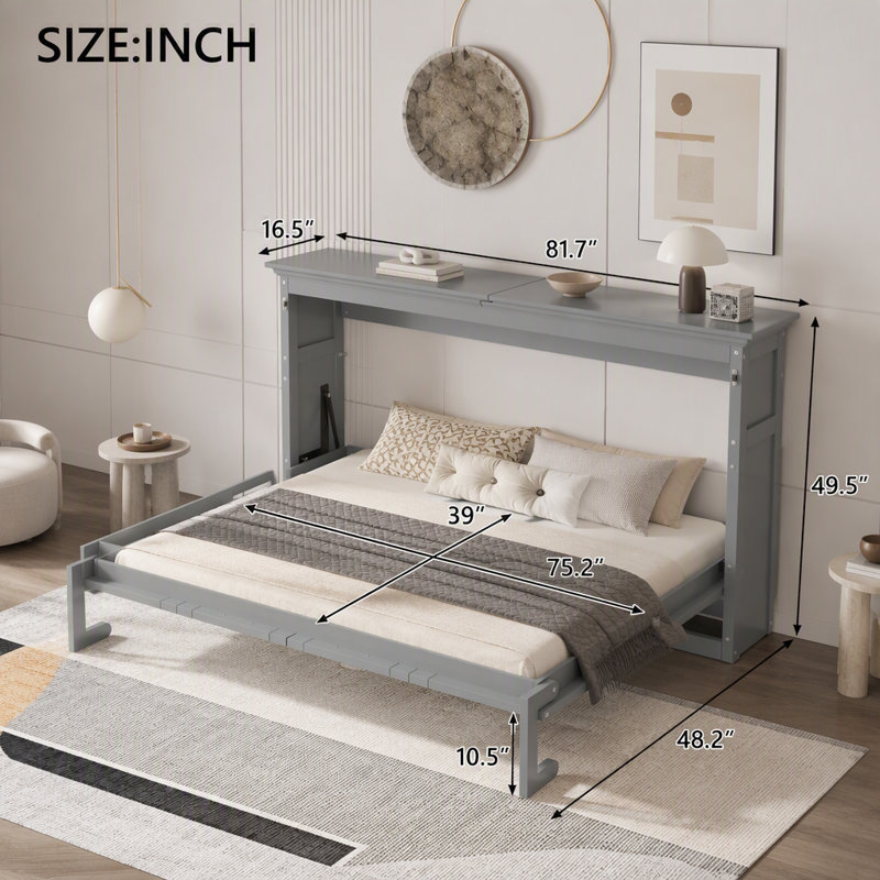 Lit escamotable avec rangement Murphy, Lit simple, Blanc
