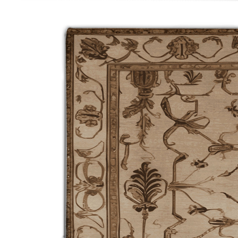 Tapis d'intérieur et d'extérieur brun français, Rectangle 4pi x 6 pi