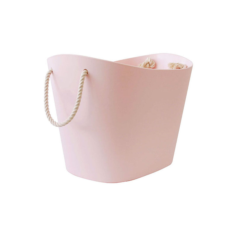 Laundry Basket with Handles, Medium (30.5 cm H x 27 cm W x 40 cm D), Light Pink