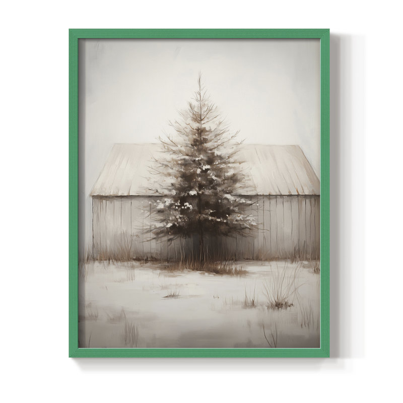 Art des Fêtes de Noël - Série 2 - CDV, reproduction encadrée - bois massif, H 30 po x l 24 po, Vert