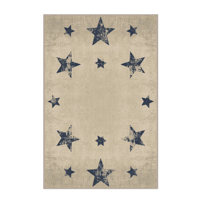 Machine Washable Laverock July 4Th Modern & Contemporary Abstract Rug in Beige – Beige Binding
